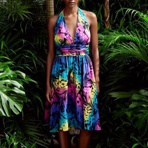 Vintage Multicolor Backless Dress